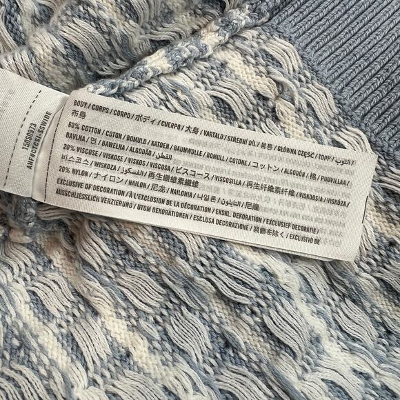 Abercrombie and Fitch V Neck Sweater Vest Pullover Womens L Blue White Knit - Picture 4 of 6